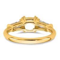 14K Yellow Gold 0.62 Carat Lab Grown Diamond VS+ F+ Tapered Baguette 1.50 Carat Cushion Center Semi Mount Three Stone Engagement Ring view 3