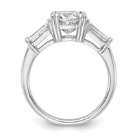 14K White Gold 2.62 Carat Lab Grown Diamond VS+ F+ Cushion and Tapered Baguette Complete Three Stone Engagement Ring view 2