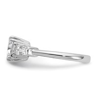 14K White Gold 2.62 Carat Lab Grown Diamond VS+ F+ Cushion and Tapered Baguette Complete Three Stone Engagement Ring view 3