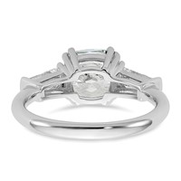 14K White Gold 2.62 Carat Lab Grown Diamond VS+ F+ Cushion and Tapered Baguette Complete Three Stone Engagement Ring view 5