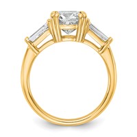 14K Yellow Gold 2.62 Carat Certified Lab Grown Diamond VS+ F+ Cushion and Tapered Baguette Complete Three Stone Engagement Ring view 2
