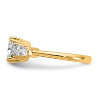 14K Yellow Gold 2.62 Carat Certified Lab Grown Diamond VS+ F+ Cushion and Tapered Baguette Complete Three Stone Engagement Ring view 3