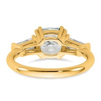 14K Yellow Gold 2.62 Carat Certified Lab Grown Diamond VS+ F+ Cushion and Tapered Baguette Complete Three Stone Engagement Ring view 5