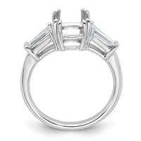 14K White Gold 0.62 Carat Lab Grown Diamond VS+ F+ Tapered Baguette 2 Carat Cushion Center Semi Mount Three Stone Engagement Ring view 2