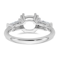 14K White Gold 0.62 Carat Lab Grown Diamond VS+ F+ Tapered Baguette 2 Carat Cushion Center Semi Mount Three Stone Engagement Ring view 3