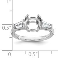 14K White Gold 0.62 Carat Lab Grown Diamond VS+ F+ Tapered Baguette 2 Carat Cushion Center Semi Mount Three Stone Engagement Ring view 4
