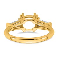 14K Yellow Gold 0.62 Carat Lab Grown Diamond VS+ F+ Tapered Baguette 2 Carat Cushion Center Semi Mount Three Stone Engagement Ring view 3