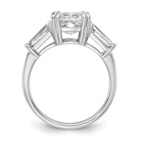 14K White Gold 3.20 Carat Lab Grown Diamond VS+ F+ Cushion and Tapered Baguette Complete Three Stone Engagement Ring view 2