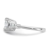 14K White Gold 3.20 Carat Lab Grown Diamond VS+ F+ Cushion and Tapered Baguette Complete Three Stone Engagement Ring view 3