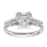 14K White Gold 3.20 Carat Lab Grown Diamond VS+ F+ Cushion and Tapered Baguette Complete Three Stone Engagement Ring view 5