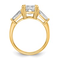 14K Yellow Gold 3.20 Carat Certified Lab Grown Diamond VS+ F+ Cushion and Tapered Baguette Complete Three Stone Engagement Ring view 2