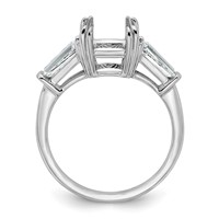 14K White Gold 0.75 Carat Lab Grown Diamond VS+ F+ Tapered Baguette 2.50 Carat Cushion Center Semi Mount Three Stone Engagement Ring view 2