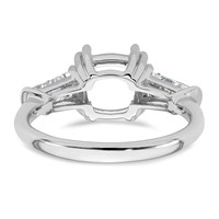 14K White Gold 0.75 Carat Lab Grown Diamond VS+ F+ Tapered Baguette 2.50 Carat Cushion Center Semi Mount Three Stone Engagement Ring view 3
