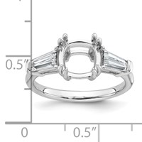 14K White Gold 0.75 Carat Lab Grown Diamond VS+ F+ Tapered Baguette 2.50 Carat Cushion Center Semi Mount Three Stone Engagement Ring view 4