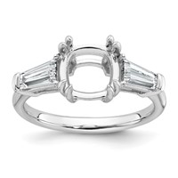 14K White Gold 0.75 Carat Lab Grown Diamond VS+ F+ Tapered Baguette 2.50 Carat Cushion Center Semi Mount Three Stone Engagement Ring view 1