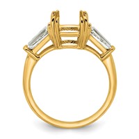 14K Yellow Gold 0.75 Carat Lab Grown Diamond VS+ F+ Tapered Baguette 2.50 Carat Cushion Center Semi Mount Three Stone Engagement Ring view 2