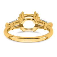 14K Yellow Gold 0.75 Carat Lab Grown Diamond VS+ F+ Tapered Baguette 2.50 Carat Cushion Center Semi Mount Three Stone Engagement Ring view 3