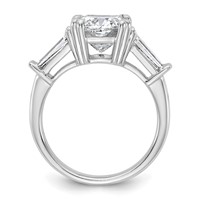 14K White Gold 3.75 Carat Lab Grown Diamond VS+ F+ Cushion and Tapered Baguette Complete Three Stone Engagement Ring view 2