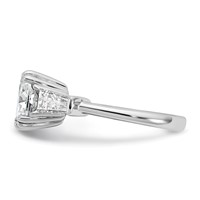 14K White Gold 3.75 Carat Lab Grown Diamond VS+ F+ Cushion and Tapered Baguette Complete Three Stone Engagement Ring view 3