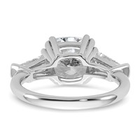 14K White Gold 3.75 Carat Lab Grown Diamond VS+ F+ Cushion and Tapered Baguette Complete Three Stone Engagement Ring view 5