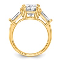 14K Yellow Gold 3.75 Carat Certified Lab Grown Diamond VS+ F+ Cushion and Tapered Baguette Complete Three Stone Engagement Ring view 2