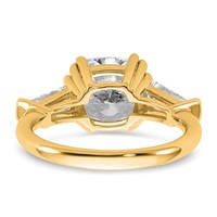 14K Yellow Gold 3.75 Carat Certified Lab Grown Diamond VS+ F+ Cushion and Tapered Baguette Complete Three Stone Engagement Ring view 5