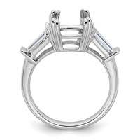 14K White Gold 0.75 Carat Lab Grown Diamond VS+ F+ Tapered Baguette 3 Carat Cushion Center Semi Mount Three Stone Engagement Ring view 2