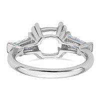 14K White Gold 0.75 Carat Lab Grown Diamond VS+ F+ Tapered Baguette 3 Carat Cushion Center Semi Mount Three Stone Engagement Ring view 3