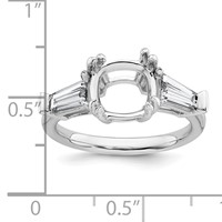 14K White Gold 0.75 Carat Lab Grown Diamond VS+ F+ Tapered Baguette 3 Carat Cushion Center Semi Mount Three Stone Engagement Ring view 4