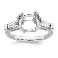 14K White Gold 0.75 Carat Lab Grown Diamond VS+ F+ Tapered Baguette 3 Carat Cushion Center Semi Mount Three Stone Engagement Ring view 1