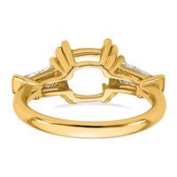 14K Yellow Gold 0.75 Carat Lab Grown Diamond VS+ F+ Tapered Baguette 3 Carat Cushion Center Semi Mount Three Stone Engagement Ring view 3