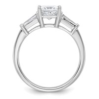 14K White Gold 1.50 Carat Certified Lab Grown Diamond VS+ F+ Princess and Tapered Baguette Complete Three Stone Engagement Ring view 2