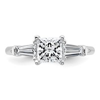 14K White Gold 1.50 Carat Certified Lab Grown Diamond VS+ F+ Princess and Tapered Baguette Complete Three Stone Engagement Ring view 4