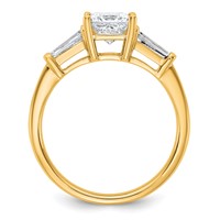 14K Yellow Gold 1.50 Carat Certified Lab Grown Diamond VS+ F+ Princess and Tapered Baguette Complete Three Stone Engagement Ring view 2
