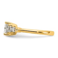 14K Yellow Gold 1.50 Carat Certified Lab Grown Diamond VS+ F+ Princess and Tapered Baguette Complete Three Stone Engagement Ring view 3