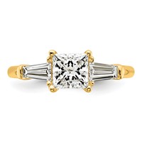 14K Yellow Gold 1.50 Carat Certified Lab Grown Diamond VS+ F+ Princess and Tapered Baguette Complete Three Stone Engagement Ring view 4