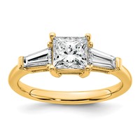 14K Yellow Gold 1.50 Carat Certified Lab Grown Diamond VS+ F+ Princess and Tapered Baguette Complete Three Stone Engagement Ring view 1