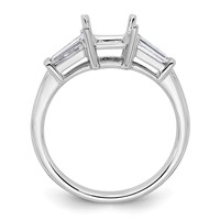 14K White Gold 0.50 Carat Lab Grown Diamond VS+ F+ Tapered Baguette 1 Carat Princess Center Semi Mount Three Stone Engagement Ring view 2