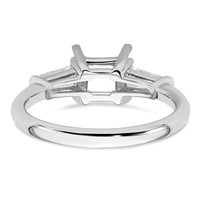14K White Gold 0.50 Carat Lab Grown Diamond VS+ F+ Tapered Baguette 1 Carat Princess Center Semi Mount Three Stone Engagement Ring view 3
