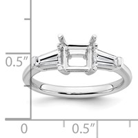 14K White Gold 0.50 Carat Lab Grown Diamond VS+ F+ Tapered Baguette 1 Carat Princess Center Semi Mount Three Stone Engagement Ring view 4