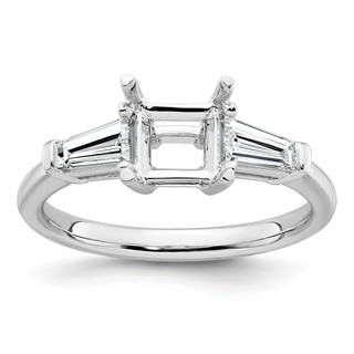 Gold Diamond Princess and Baguette 3-Stone Bridal Rings