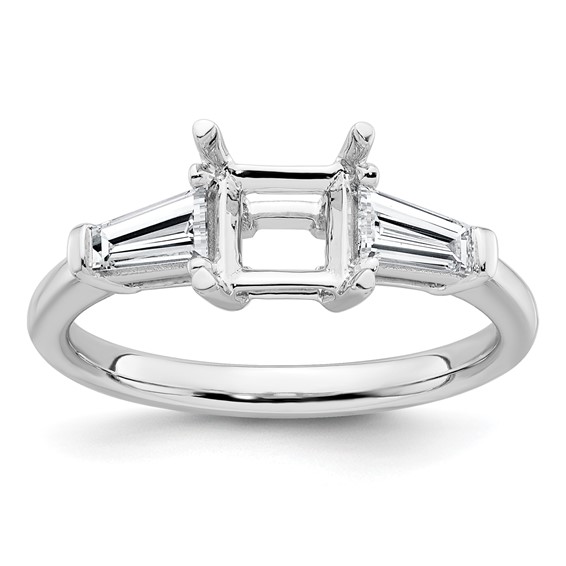 Gold Diamond Princess and Baguette 3-Stone Bridal Rings