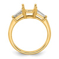 14K Yellow Gold 0.50 Carat Lab Grown Diamond VS+ F+ Tapered Baguette 1 Carat Princess Center Semi Mount Three Stone Engagement Ring view 2