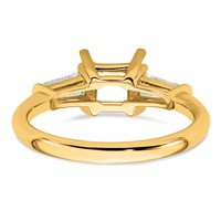 14K Yellow Gold 0.50 Carat Lab Grown Diamond VS+ F+ Tapered Baguette 1 Carat Princess Center Semi Mount Three Stone Engagement Ring view 3