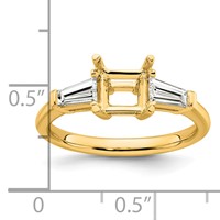 14K Yellow Gold 0.50 Carat Lab Grown Diamond VS+ F+ Tapered Baguette 1 Carat Princess Center Semi Mount Three Stone Engagement Ring view 4