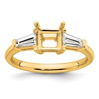 14K Yellow Gold 0.50 Carat Lab Grown Diamond VS+ F+ Tapered Baguette 1 Carat Princess Center Semi Mount Three Stone Engagement Ring view 1