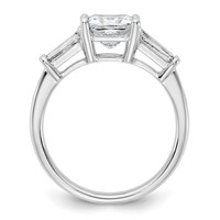 14K White Gold 2.20 Carat Certified Lab Grown Diamond VS+ F+ Princess and Tapered Baguette Complete Three Stone Engagement Ring view 2