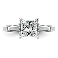 14K White Gold 2.20 Carat Certified Lab Grown Diamond VS+ F+ Princess and Tapered Baguette Complete Three Stone Engagement Ring view 4