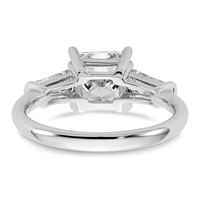 14K White Gold 2.20 Carat Lab Grown Diamond VS+ F+ Princess and Tapered Baguette Complete Three Stone Engagement Ring view 4