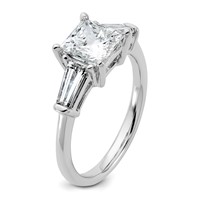 14K White Gold 2.20 Carat Lab Grown Diamond VS+ F+ Princess and Tapered Baguette Complete Three Stone Engagement Ring view 5
